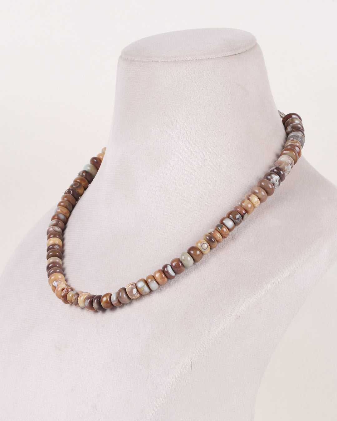 Brown Opal Gemstone Rondelle Smooth Beads Necklace Jewelry