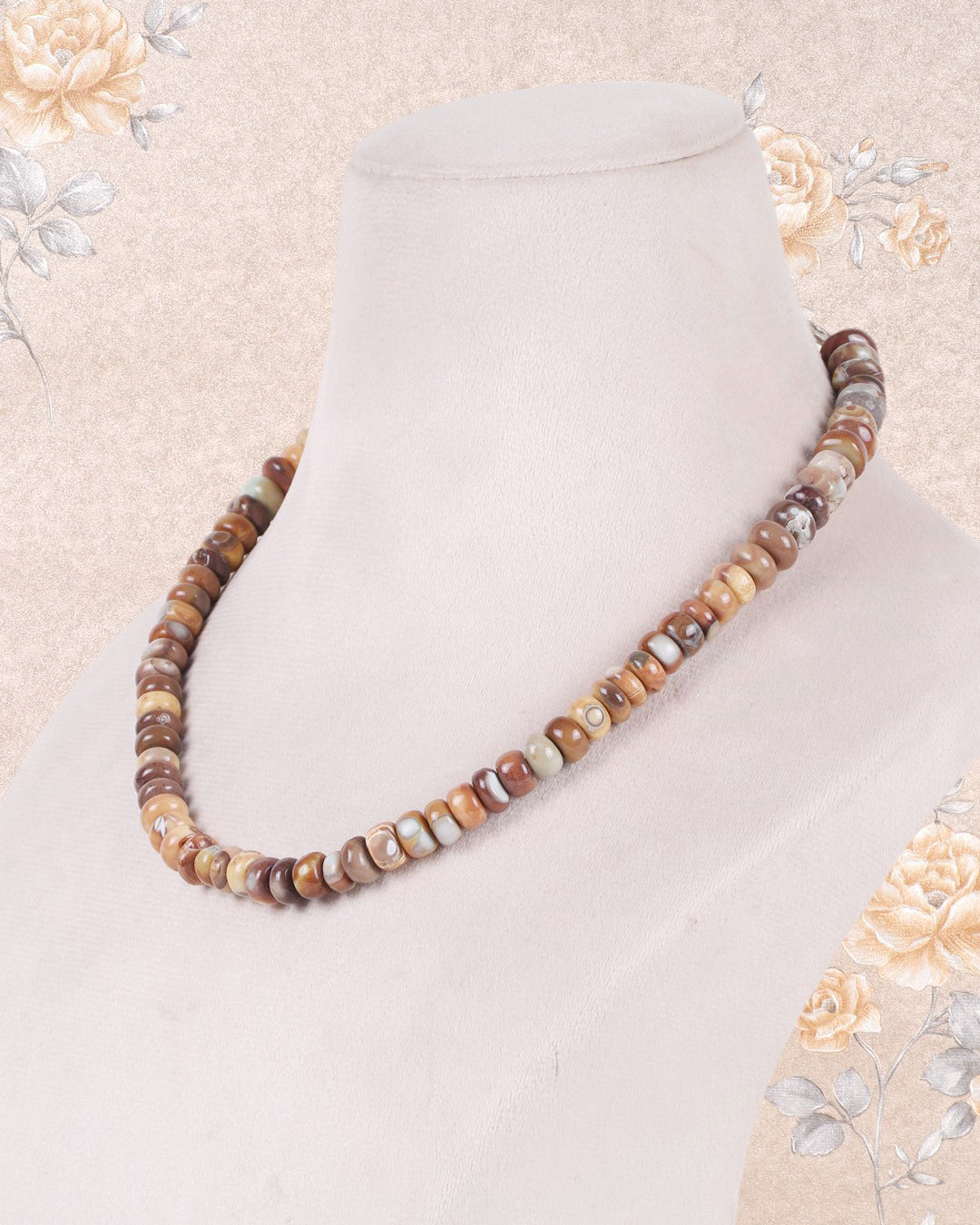 Brown Opal Gemstone Rondelle Smooth Beads Necklace Jewelry