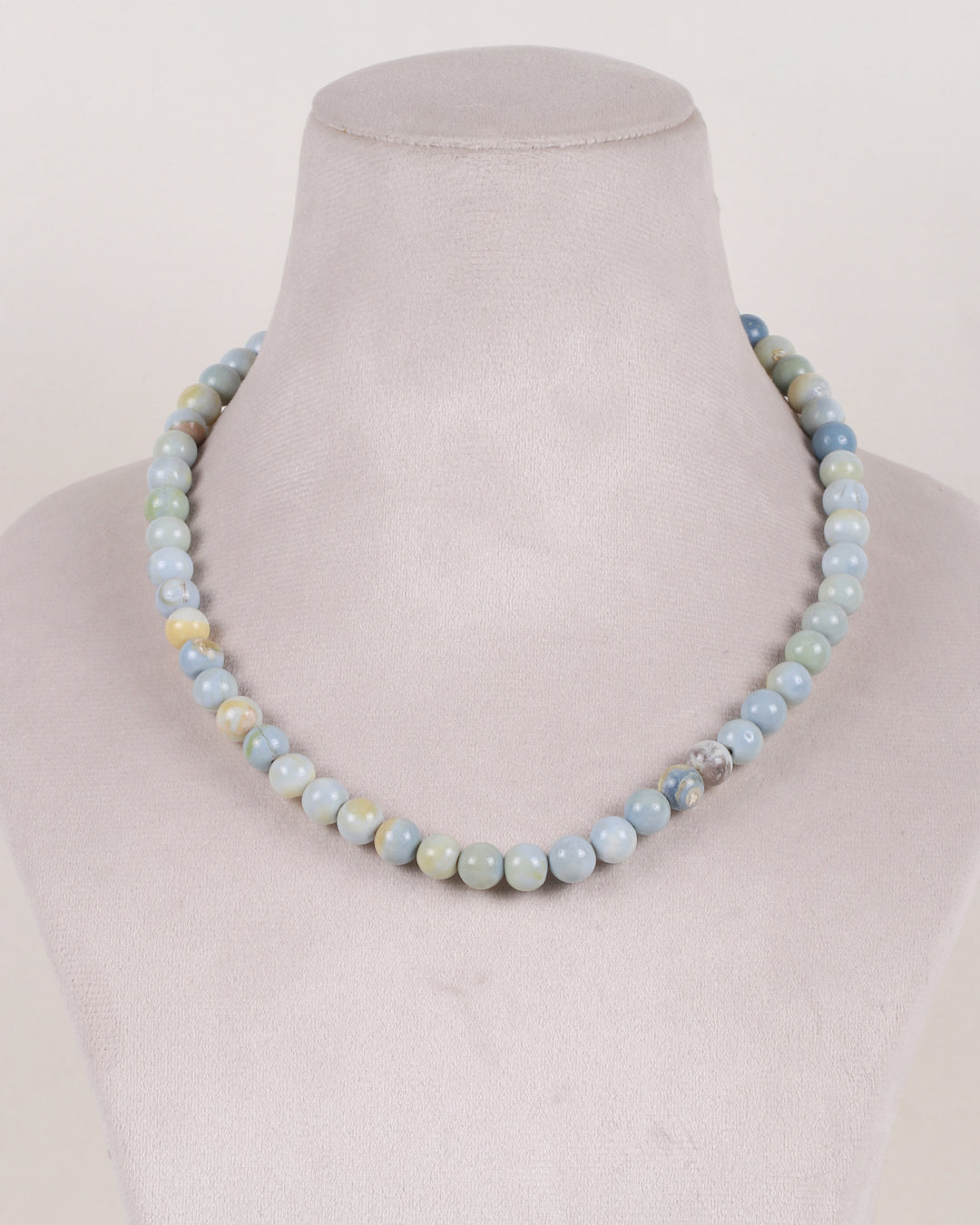 Blue  Opal Gemstone Round Smooth Beads Necklace Jewelry