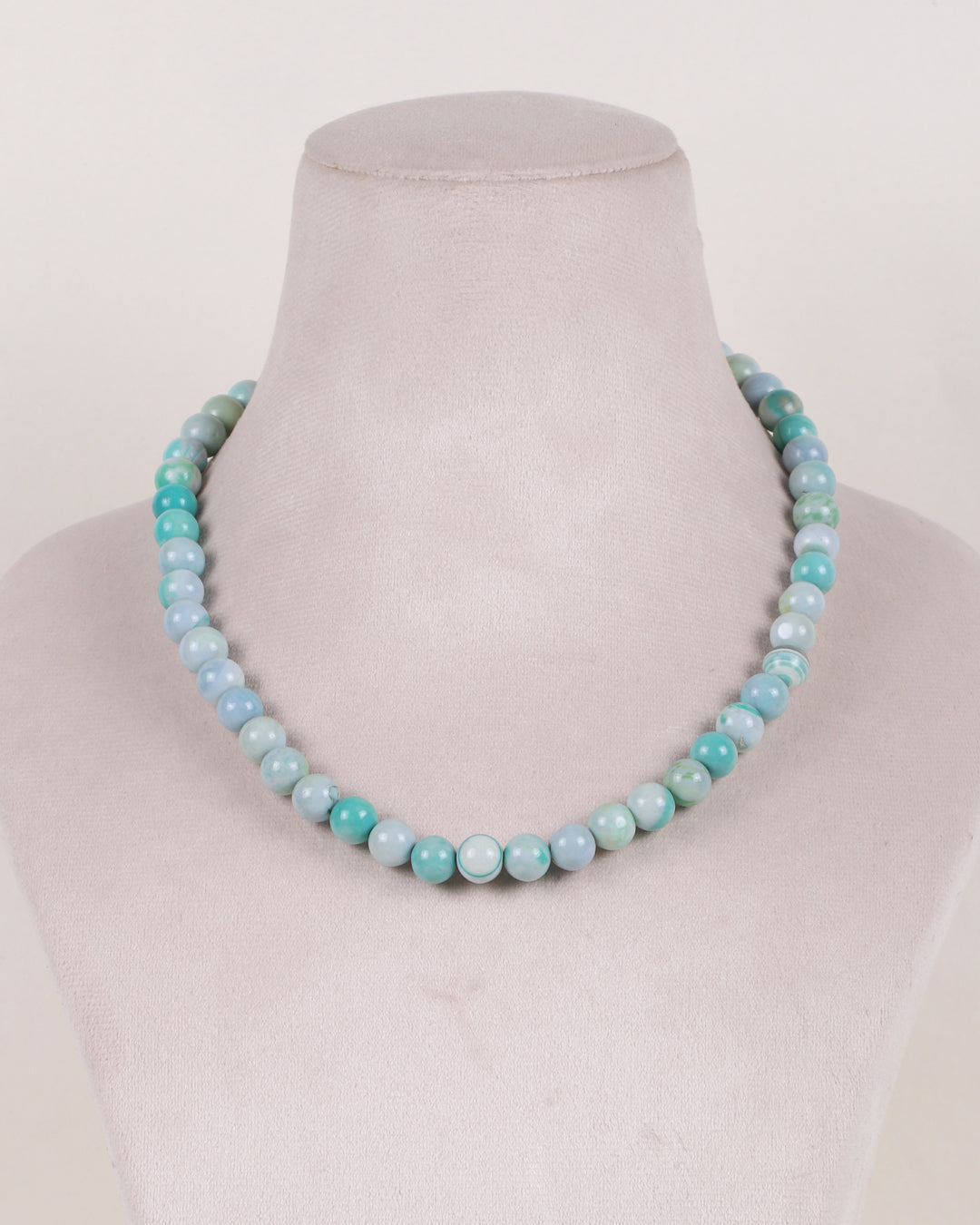 Blue  Opal Gemstone Round Smooth Beads Necklace Jewelry