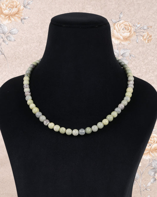 Green Opal Gemstone Round Smooth Beads Necklace Jewelry