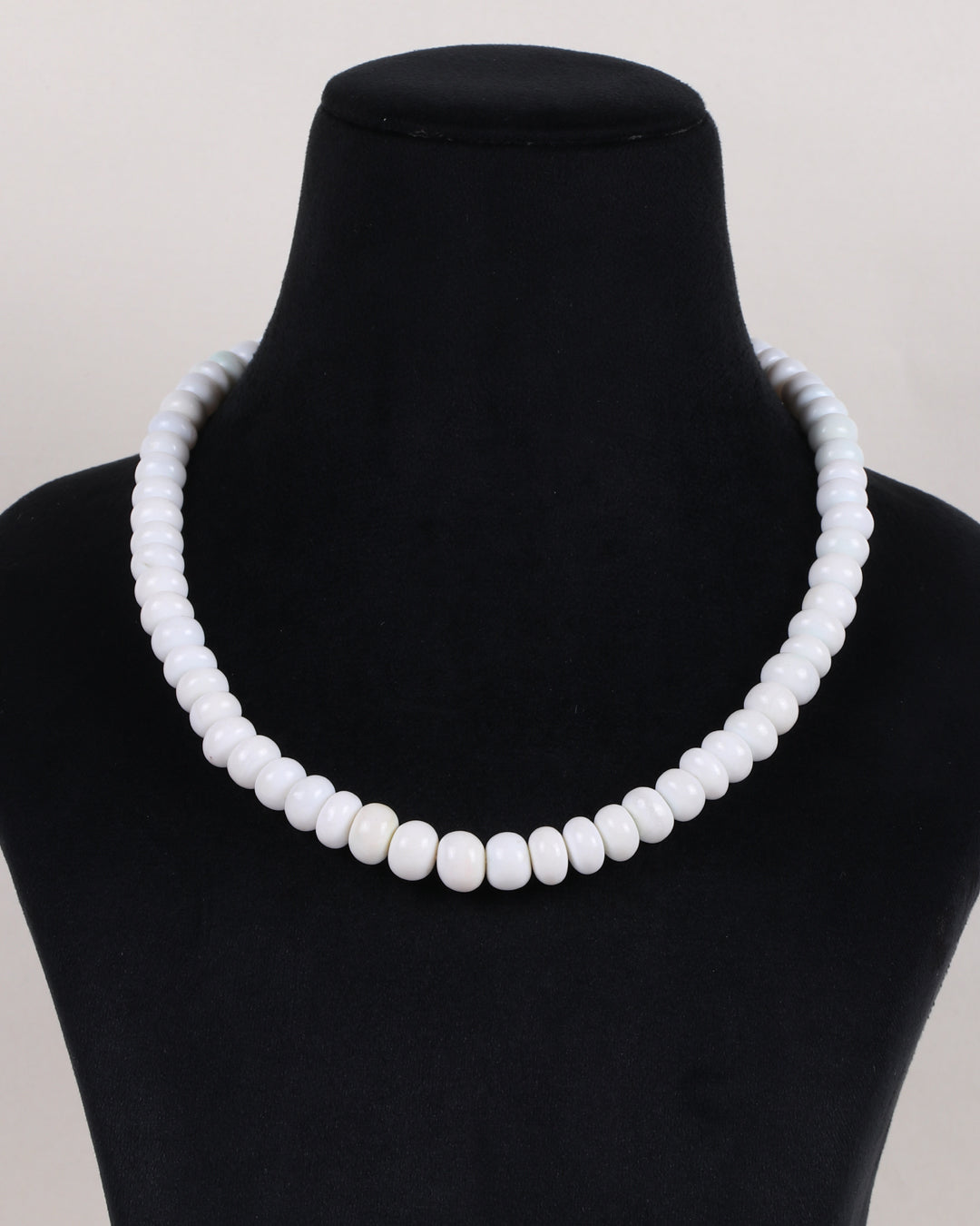 White Opal Gemstone Rondelle  Smooth Beads Necklace Jewelry