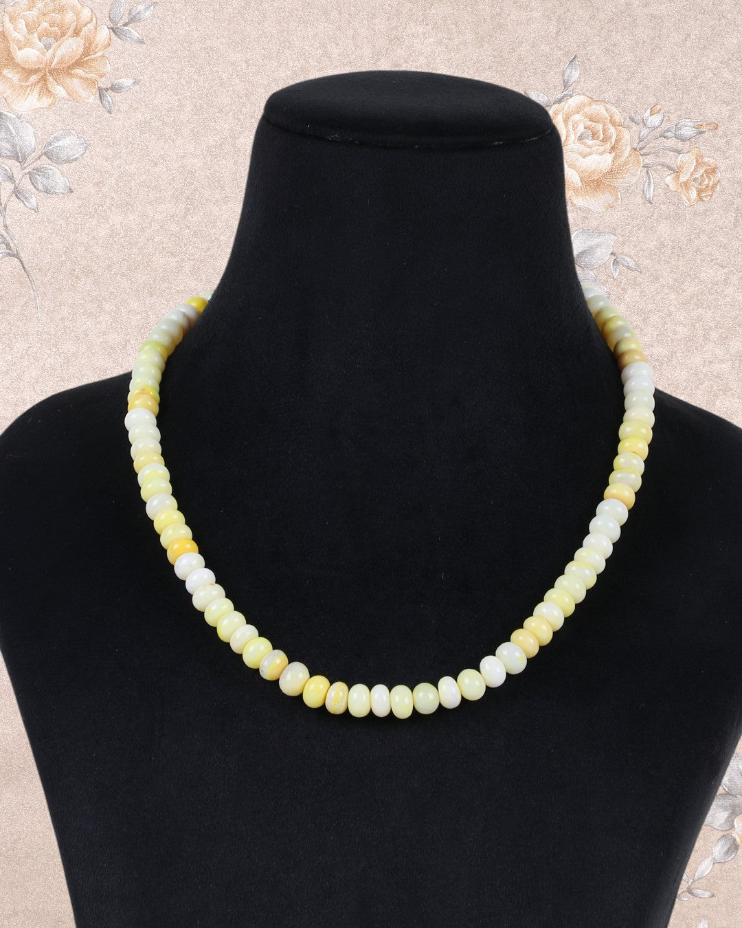 yellow Opal Gemstone Rondelle  Smooth Beads Necklace Jewelry