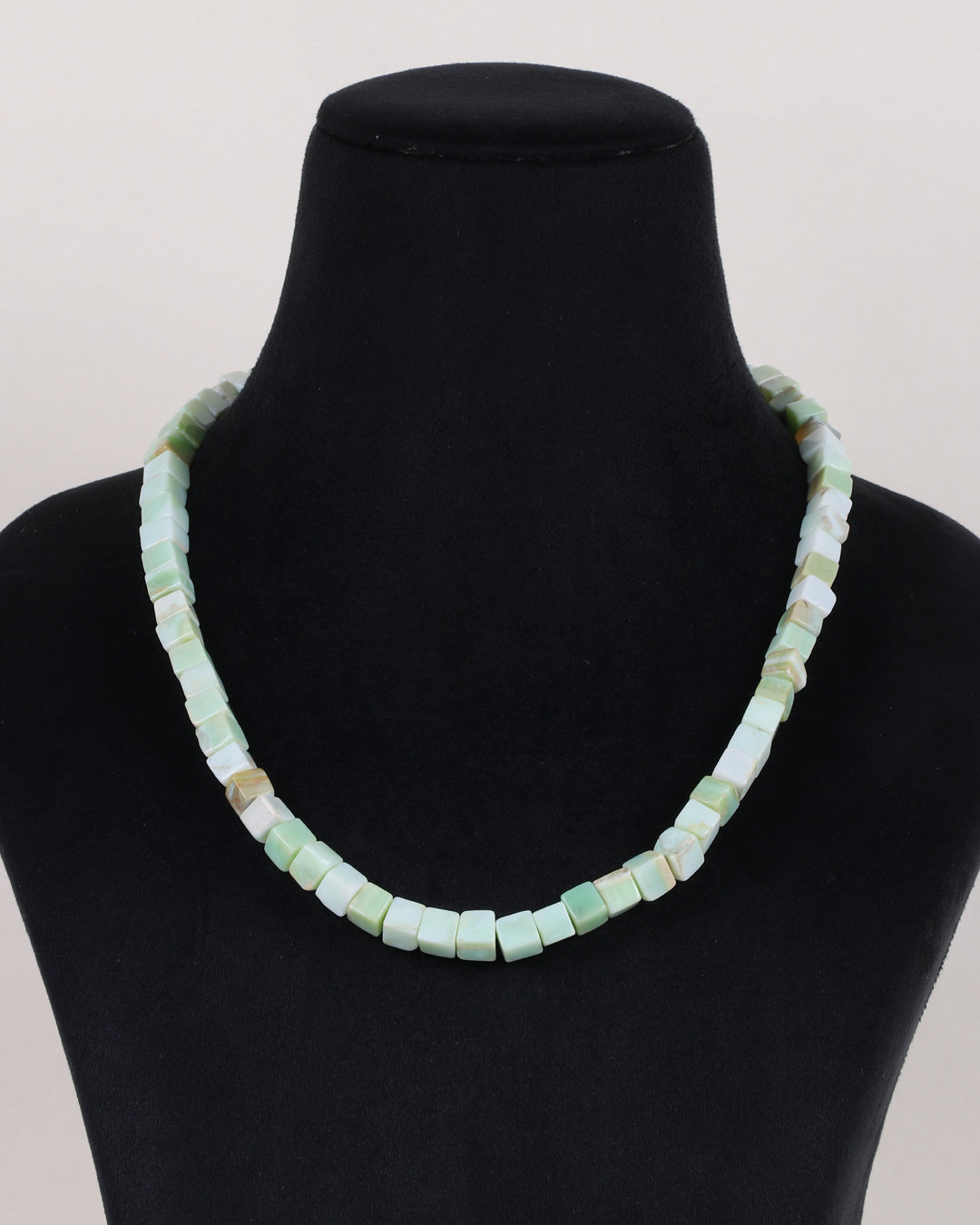 Green Opal Gemstone Smooth Square Beads Necklace Jewelry