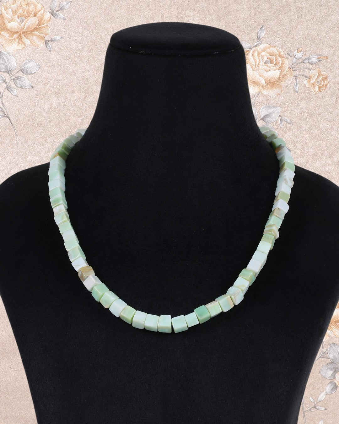 Green Opal Gemstone Smooth Square Beads Necklace Jewelry