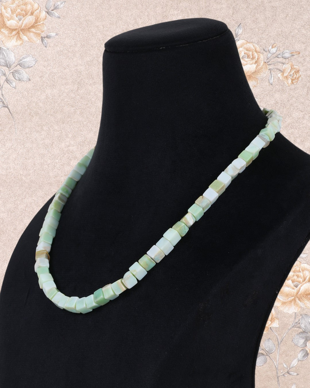 Green Opal Gemstone Smooth Square Beads Necklace Jewelry