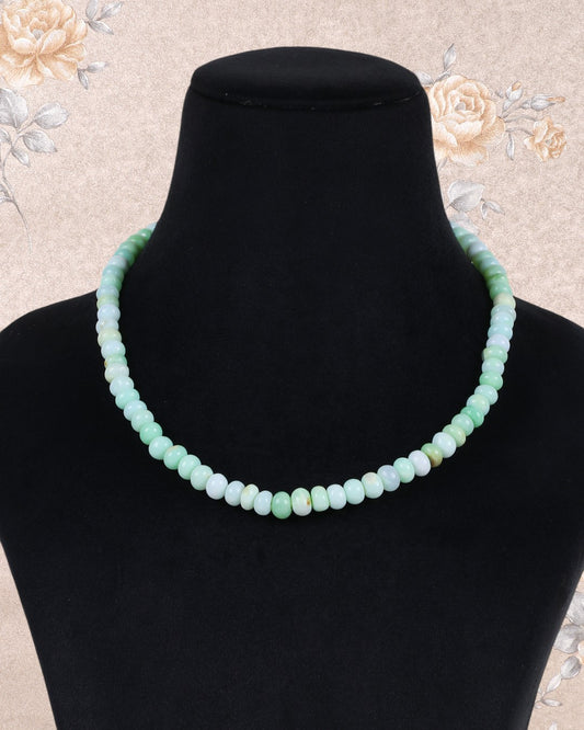 Green Opal Gemstone Rondelle Smooth Beads Necklace Jewelry