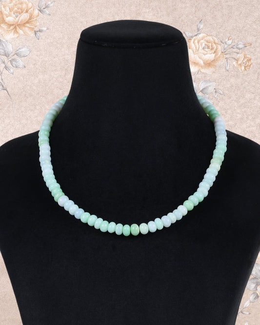 Green Opal Gemstone Rondelle Smooth Beads Necklace Jewelry