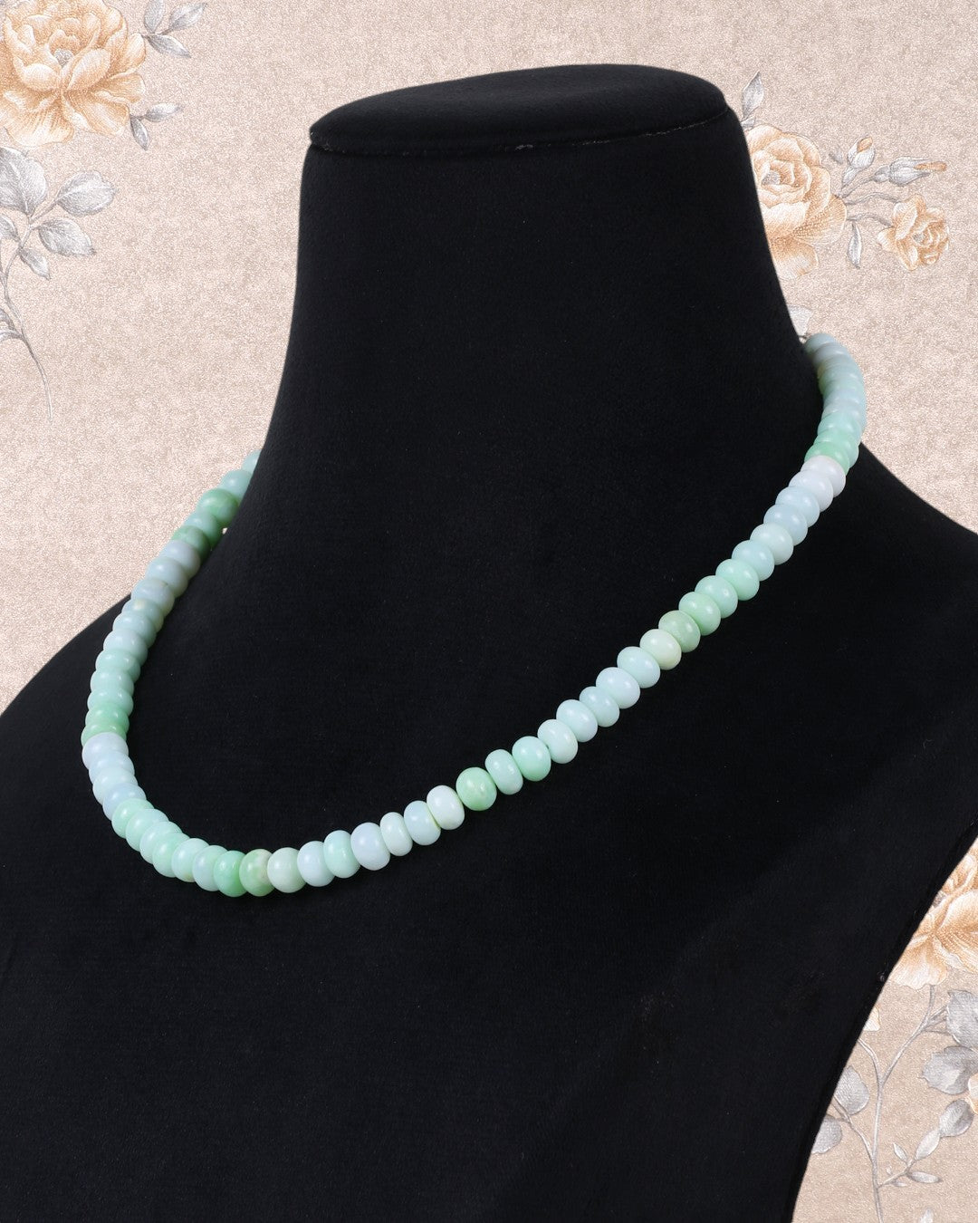 Green Opal Gemstone Rondelle Smooth Beads Necklace Jewelry