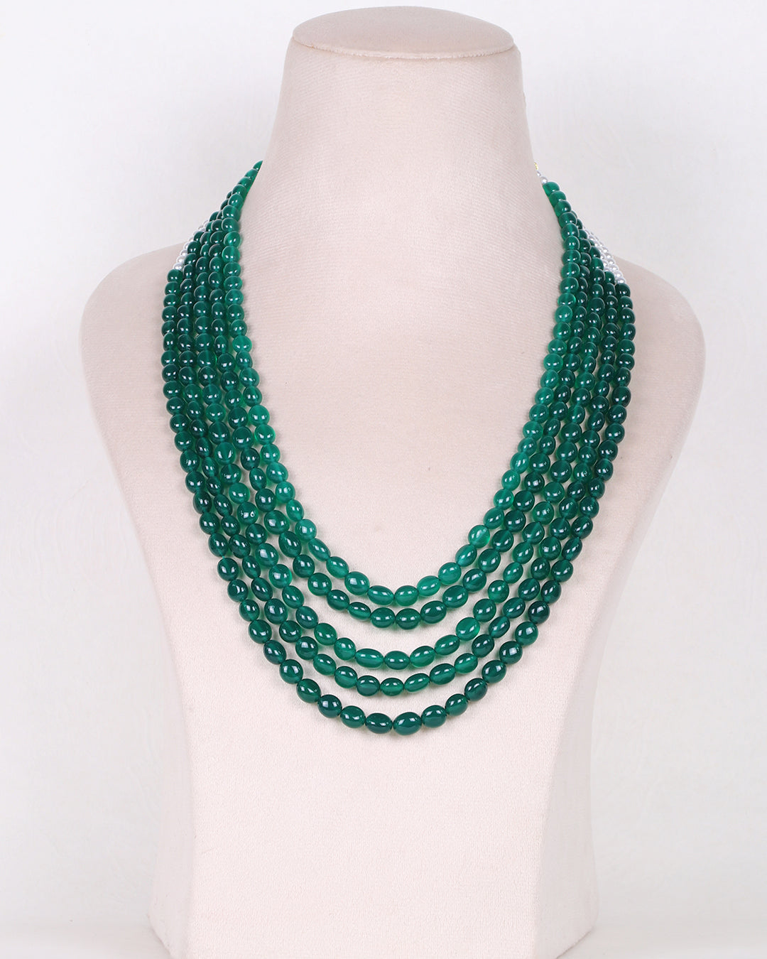 Natural Green Onyx And Pearl Gemstone Beads Necklace Jewelry