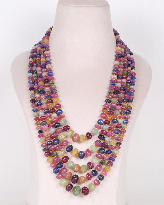 Natural Multi Precious Sapphire Gemstone Beads Pumpkin Necklace Jewelry