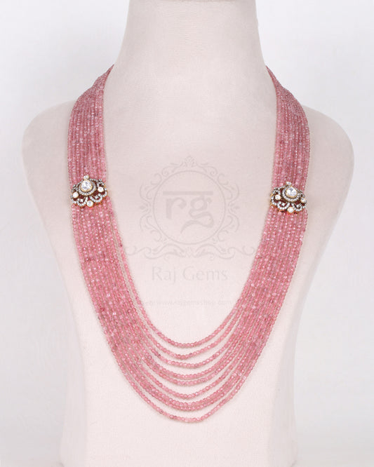 925 Silver Pink Strawberry Gemstone faceted Beads gemstone Necklace jewelry