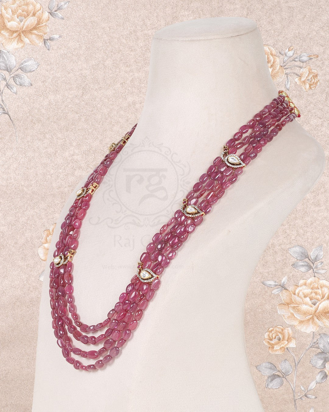 925 Silver Ruby Gemstone Beads Necklace Jewelry