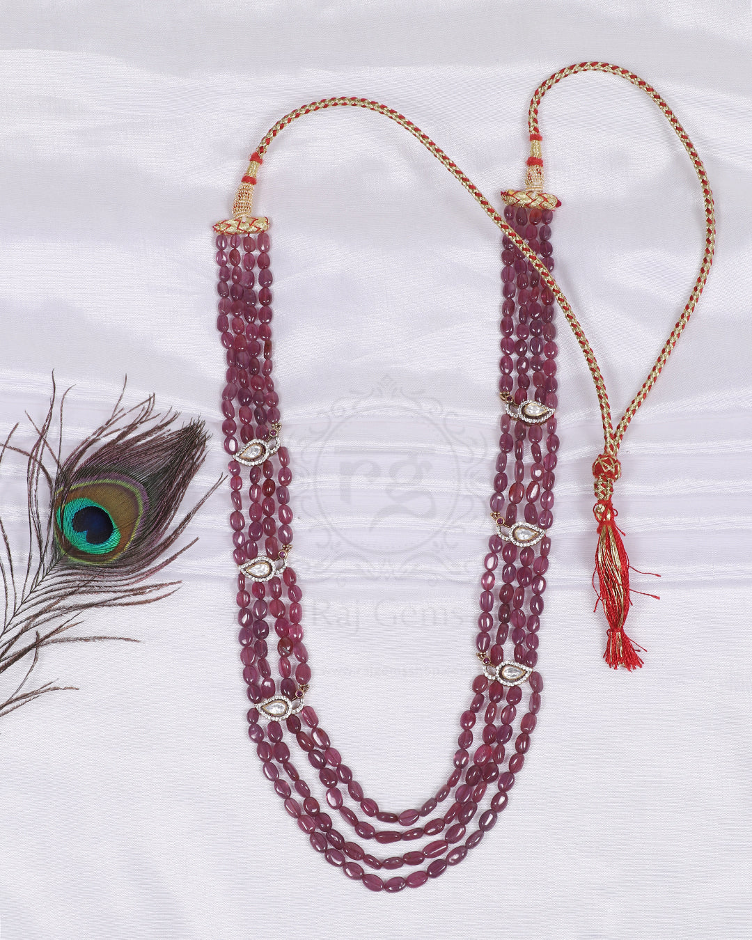 925 Silver Ruby Gemstone Beads Necklace Jewelry