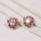 925 Silver Moissanite Pink Gemstone Earring