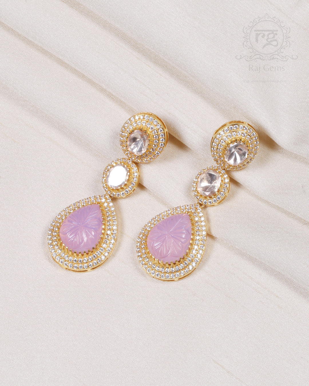 925 Silver Moissanite Pink Earring