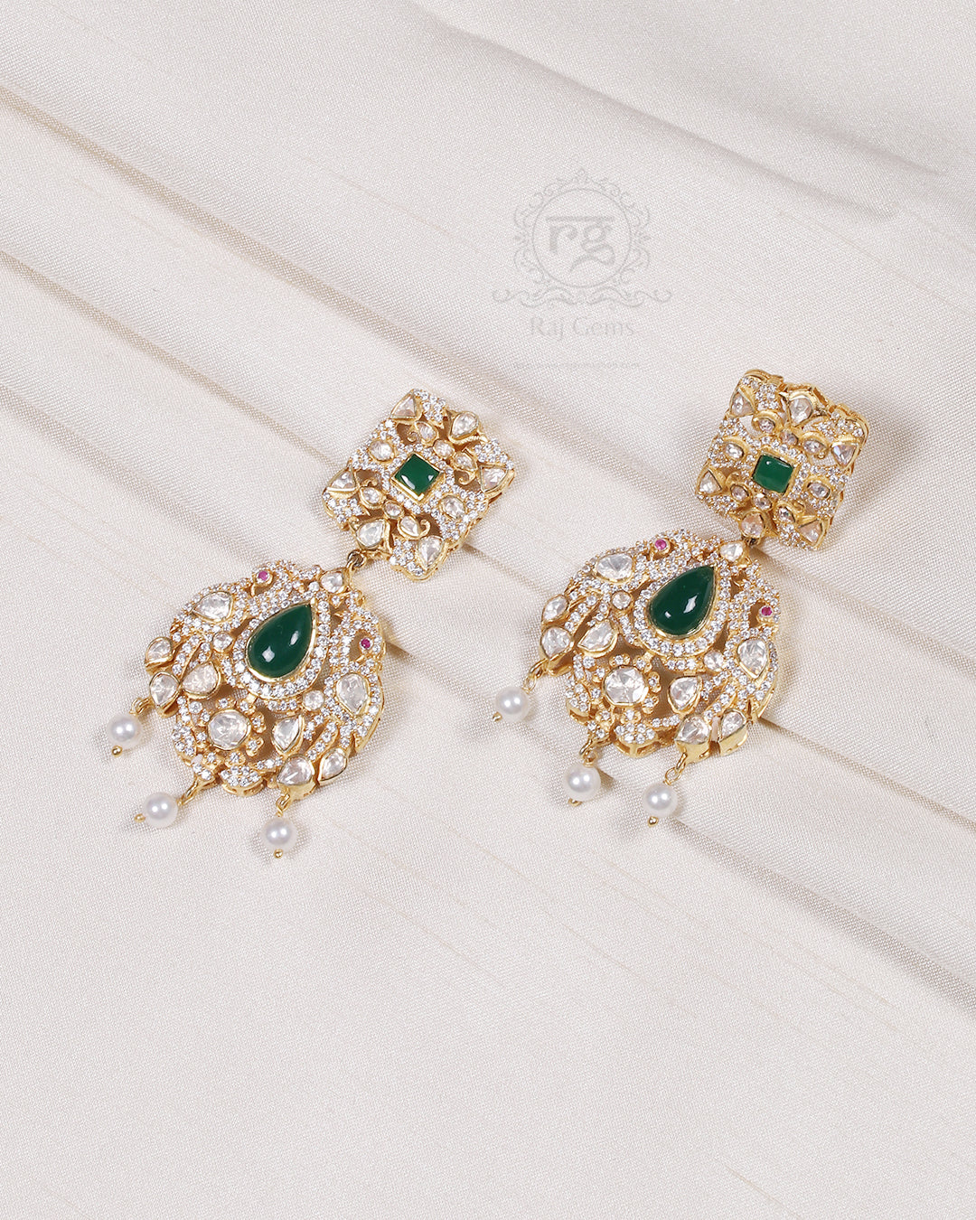 925 Silver Moissanite Green Earring