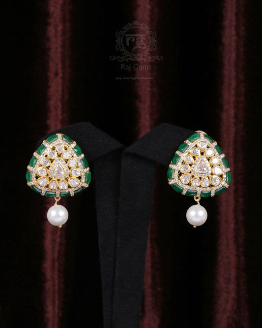 925 Silver Moissanite Green Earring