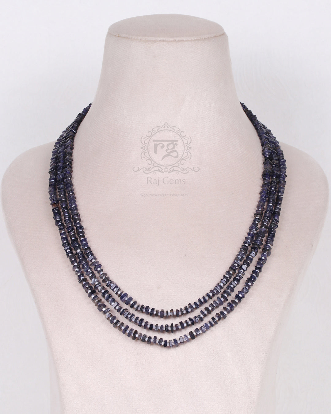 Iolite And Pearl Gemstone Beads Necklace Jewelry