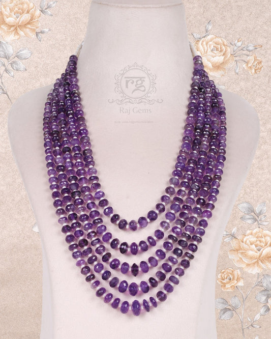 Amethyst And Pearl Gemstone Beads Necklace Jewelry