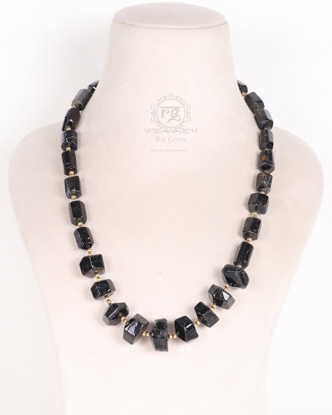 Natural Black Tourmaline Gemstone Beads Necklace Jewelry