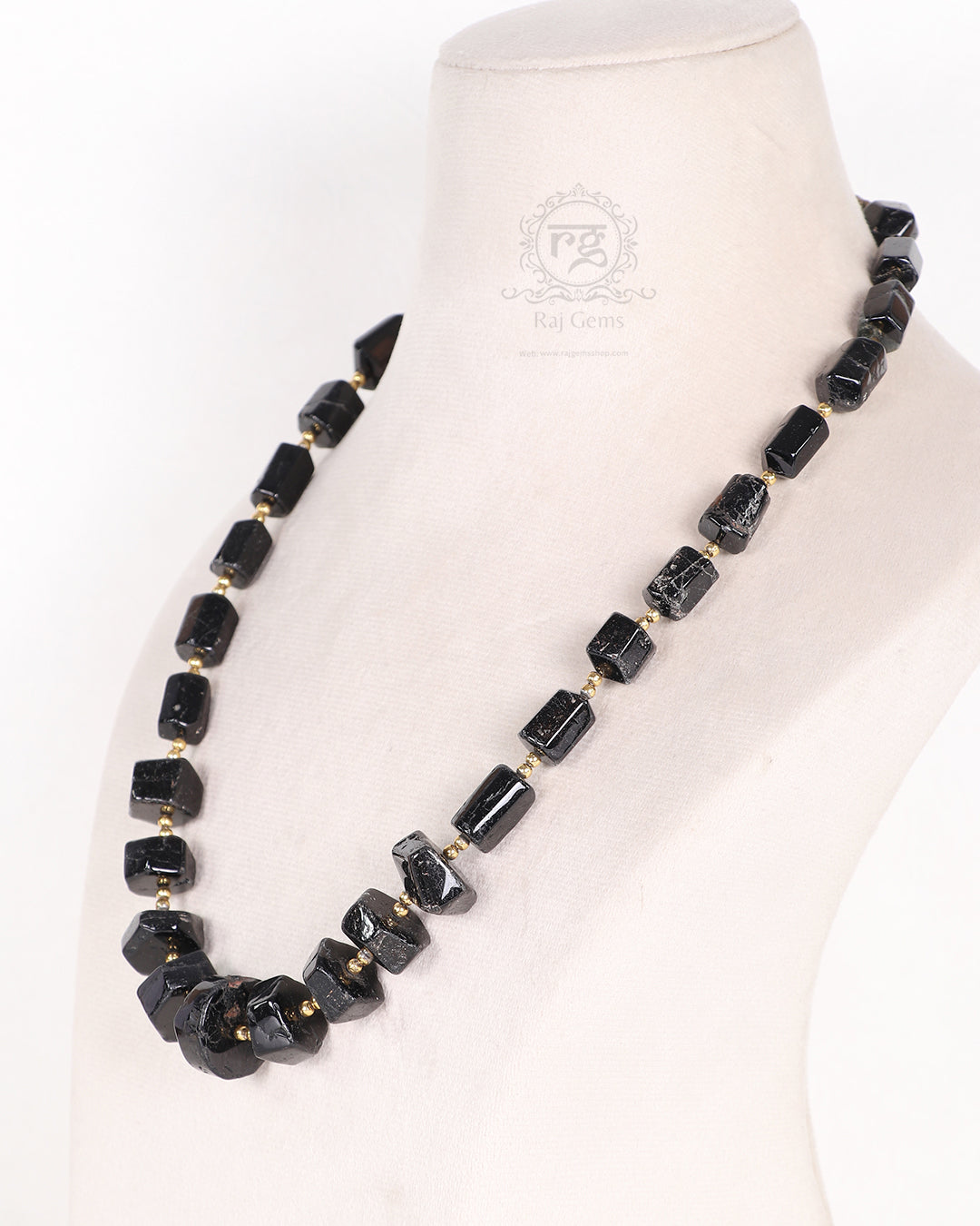 Natural Black Tourmaline Gemstone Beads Necklace Jewelry