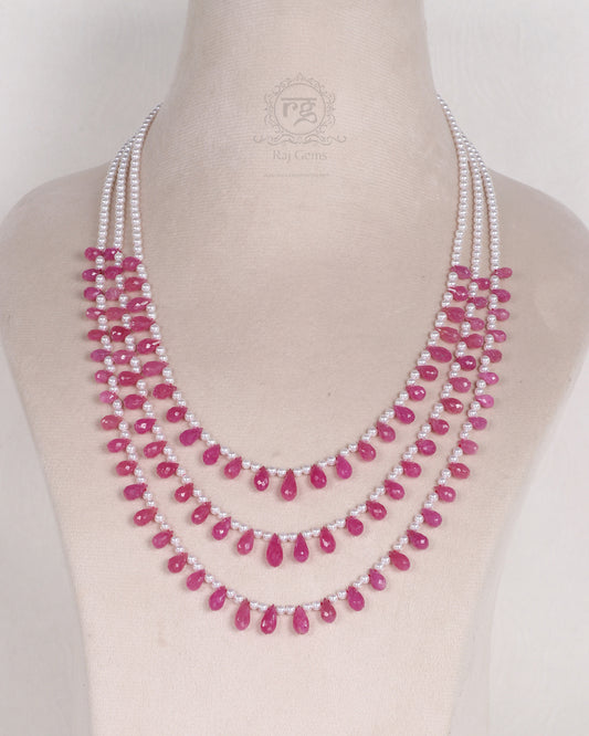 Natural Ruby Gemstone Beads Necklace Jewelry