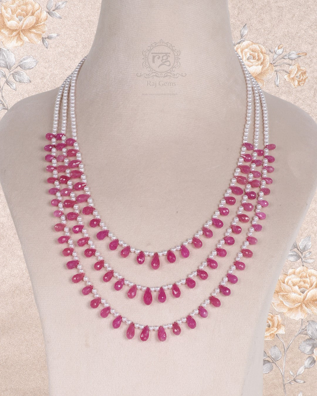 Natural Ruby Gemstone Beads Necklace Jewelry