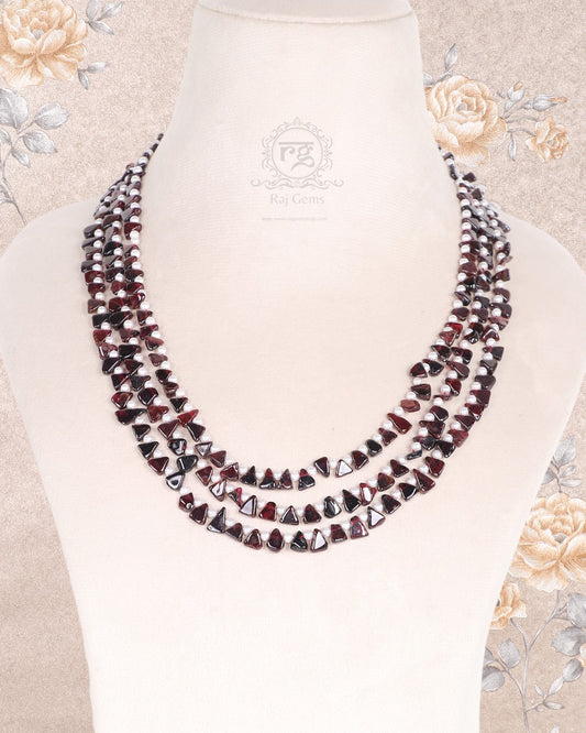 Natural Garnet Gemstone Beads Necklace Jewelry