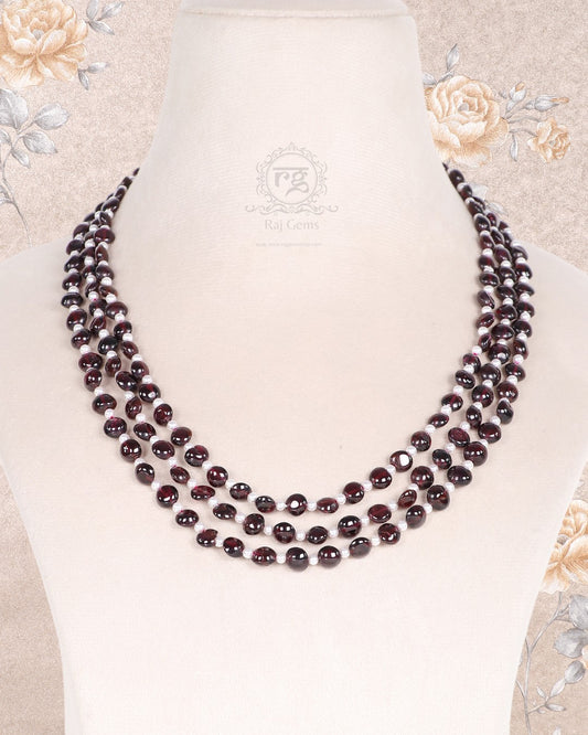 Natural Garnet Gemstone Beads Necklace Jewelry