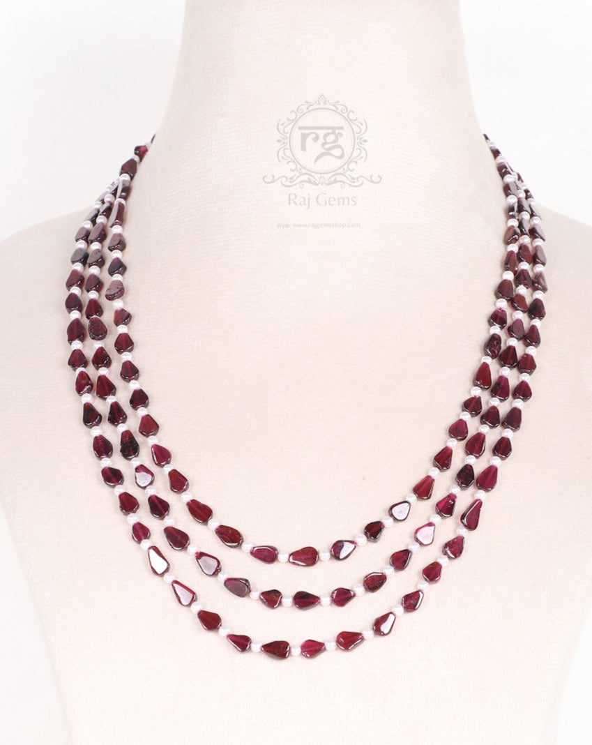 Natural Garnet Gemstone Beads Necklace Jewelry