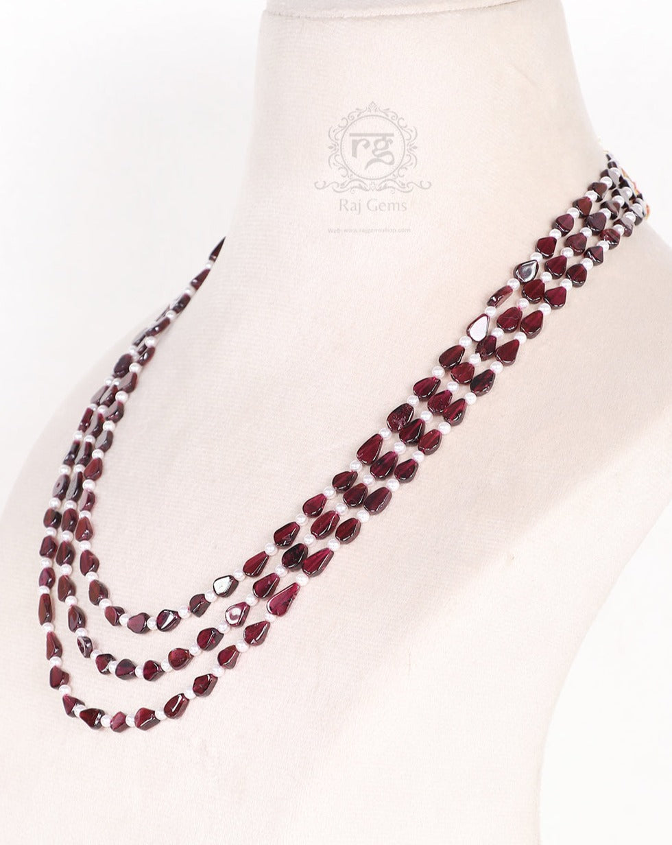 Natural Garnet Gemstone Beads Necklace Jewelry