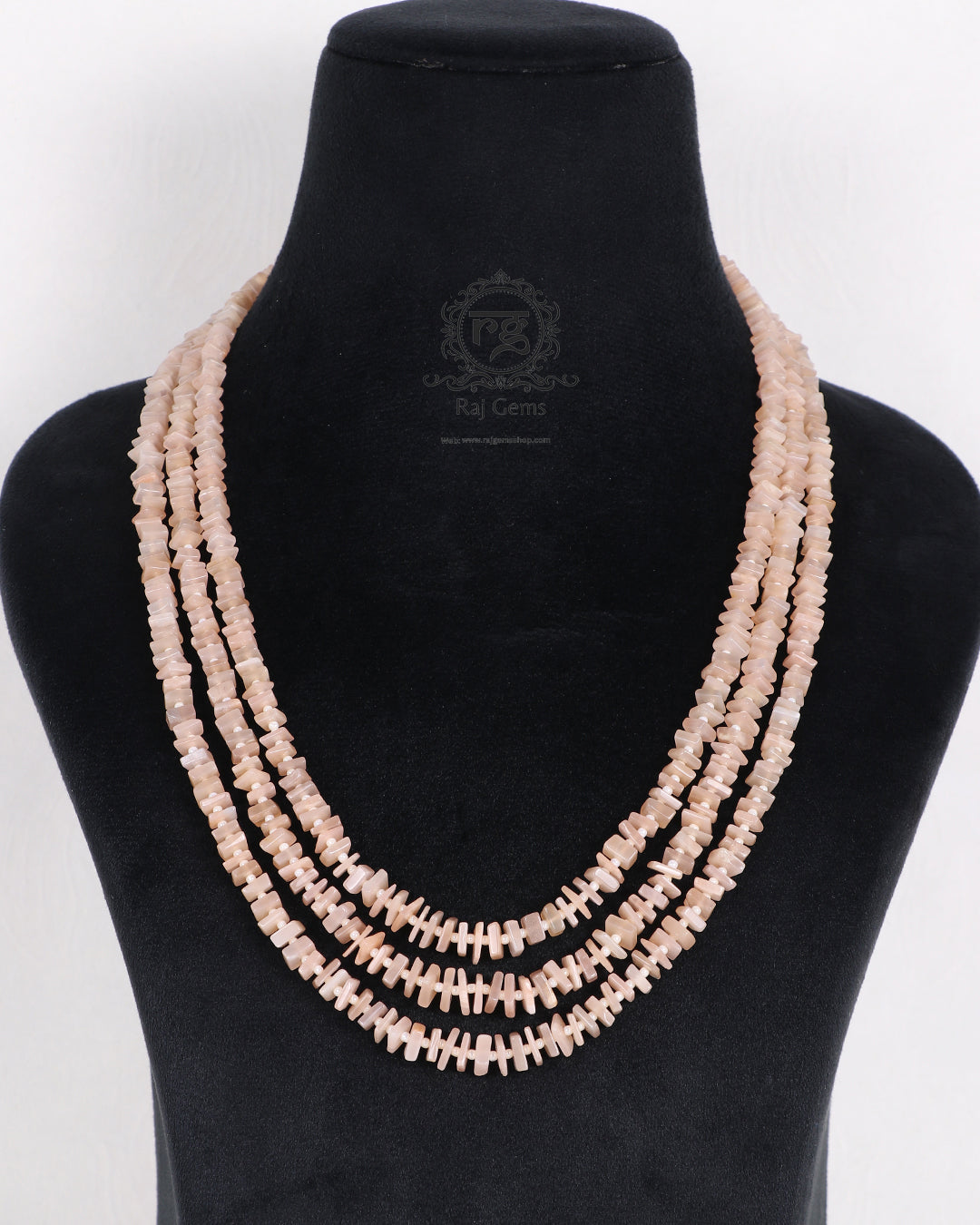 Natural Peach Moonstone Gemstone Beads Necklace Jewelry