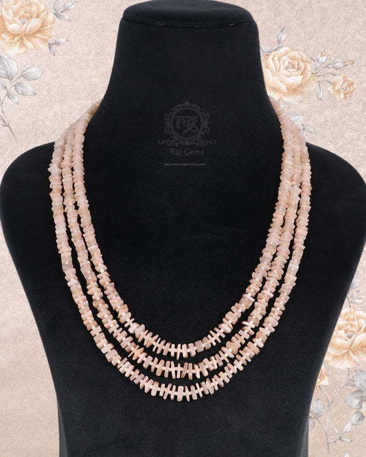 Natural Peach Moonstone Gemstone Beads Necklace Jewelry