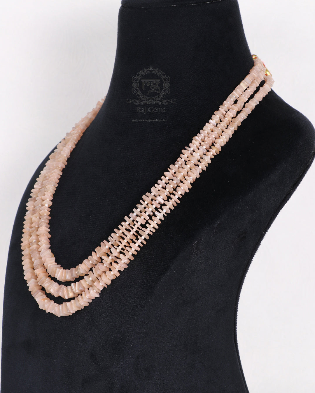 Natural Peach Moonstone Gemstone Beads Necklace Jewelry