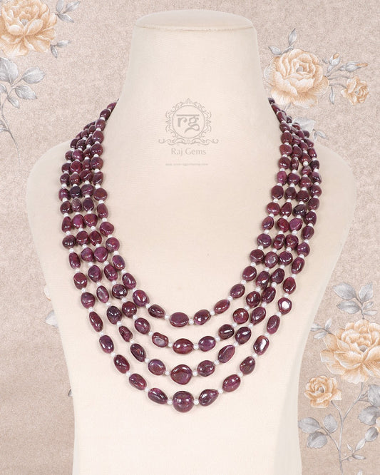 Natural Ruby Gemstone Beads Necklace Jewelry