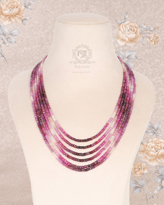 Natural Ruby Shaded Gemstone Beads Necklace Jewelry