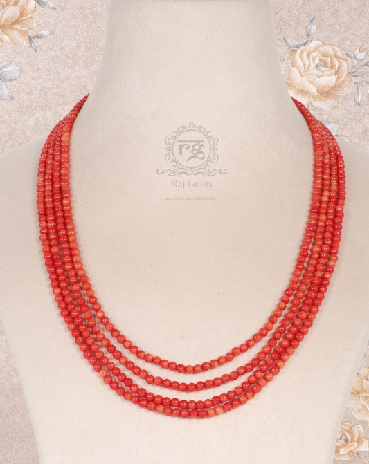 Natural Coral Gemstone Beads Necklace Jewelry