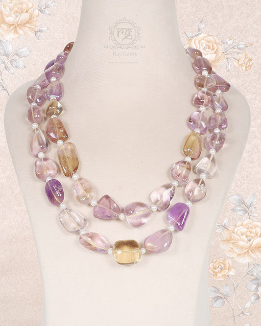 Natural Ametrine Gemstone Beads Necklace Jewelry