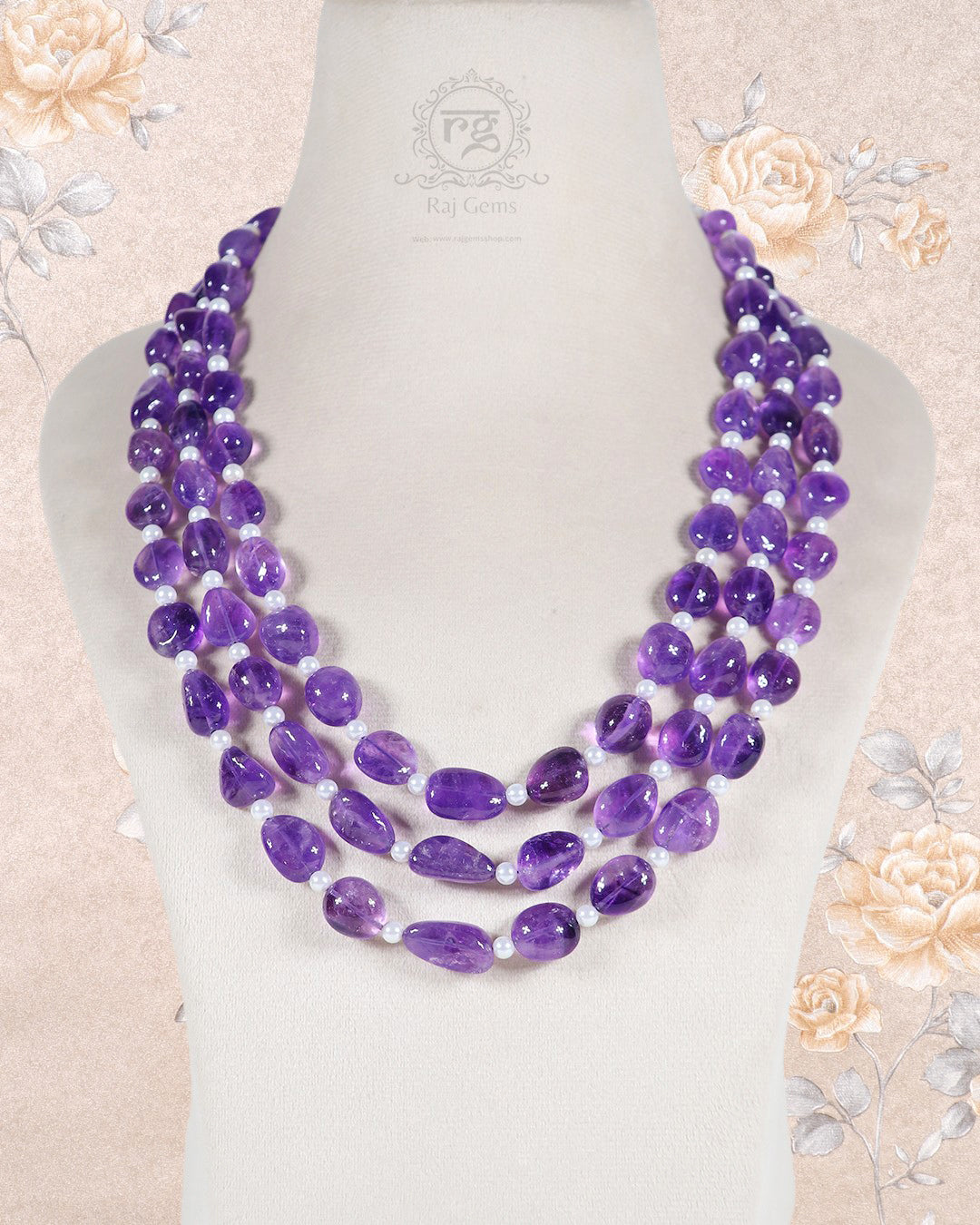 Natural Amethyst Gemstone Beads Necklace Jewelry