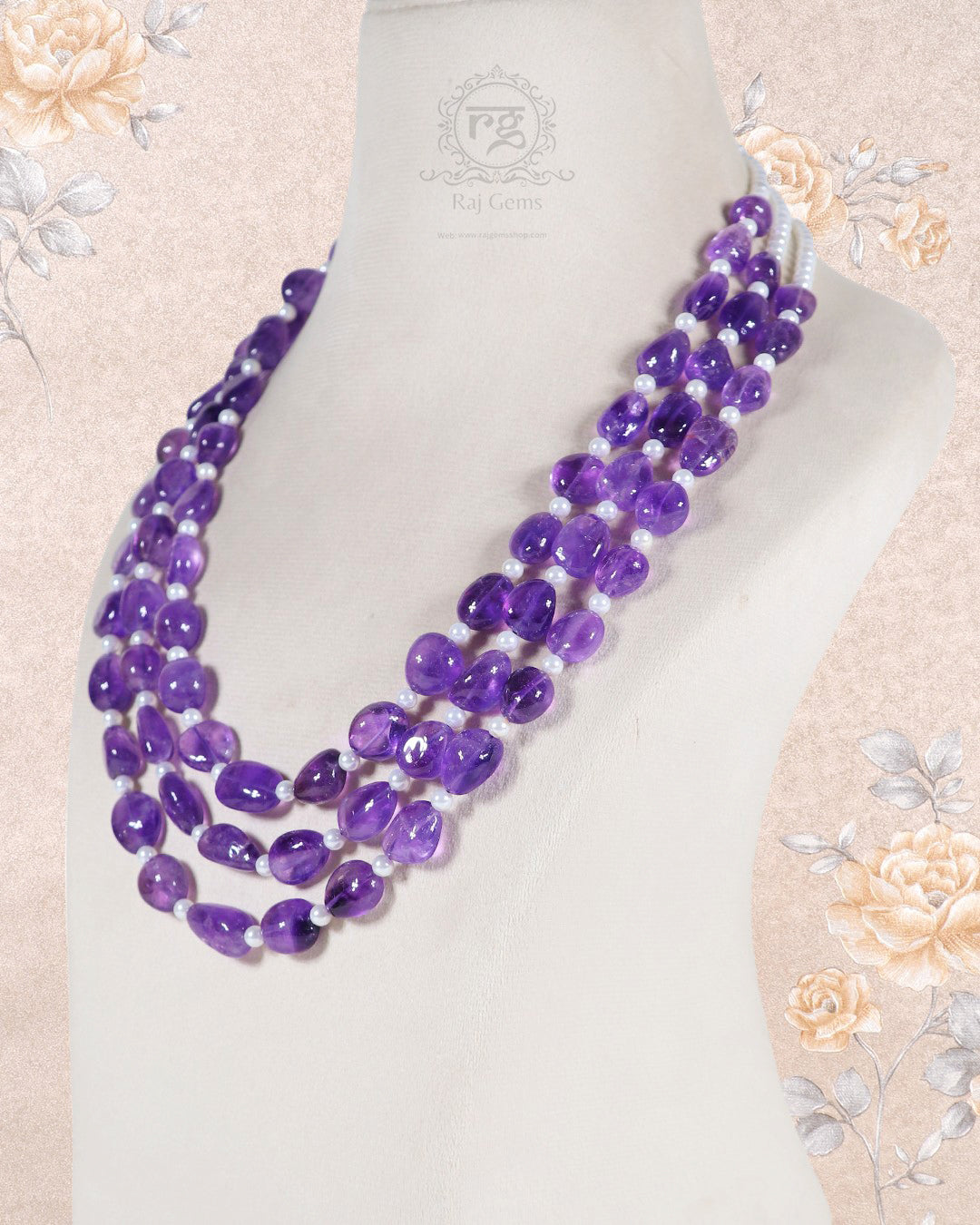 Natural Amethyst Gemstone Beads Necklace Jewelry