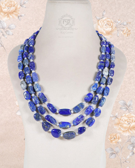 Natural Lapis Lazuli Gemstone Beads Necklace Jewelry