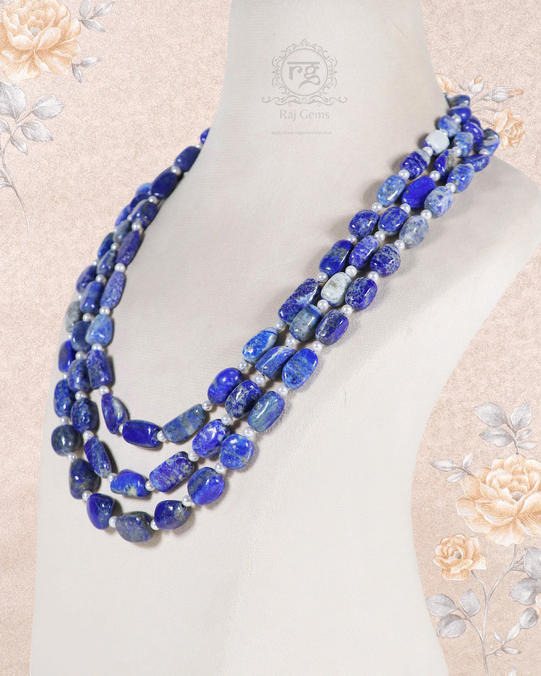 Natural Lapis Lazuli Gemstone Beads Necklace Jewelry