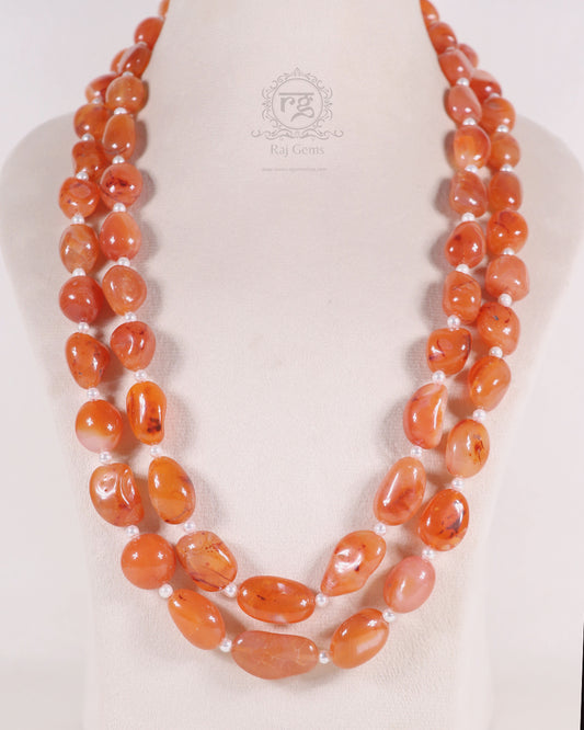 Natural Carnelian Gemstone Beads Necklace Jewelry