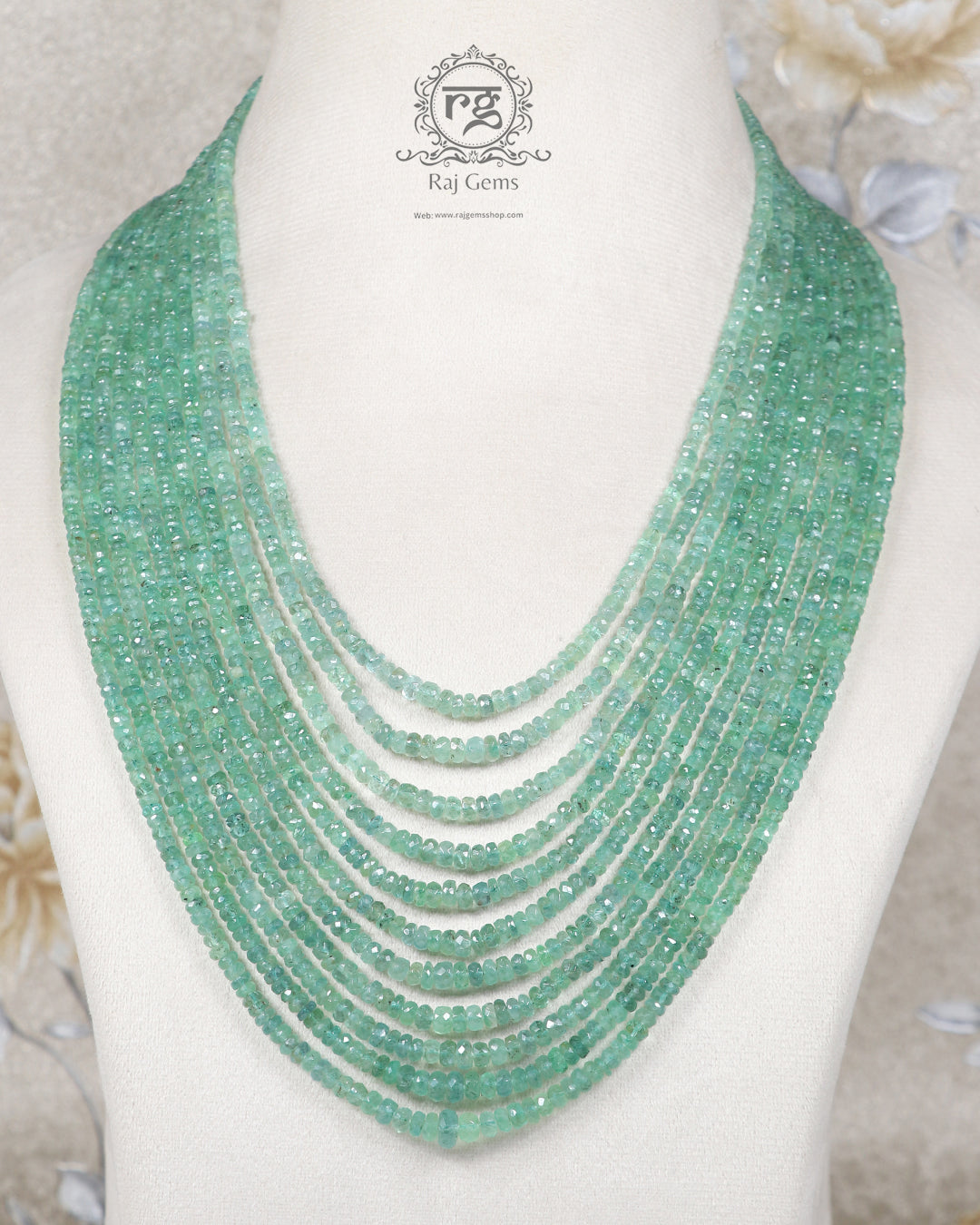 Natural Emerald Gemstone Beads Necklace Jewelry