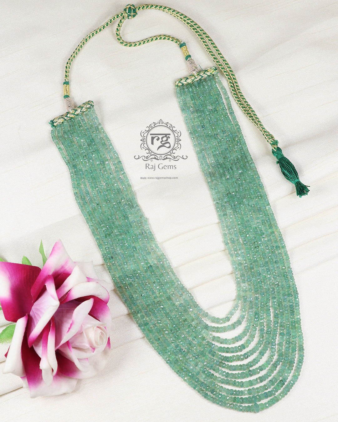 Natural Emerald Gemstone Beads Necklace Jewelry