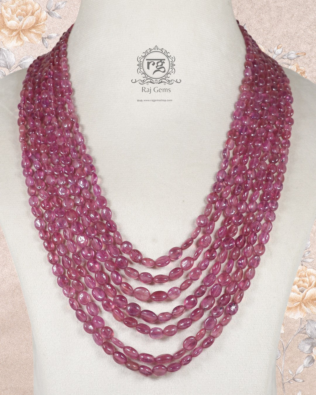 Natural Ruby Gemstone Oval Beads Necklace Jewelry