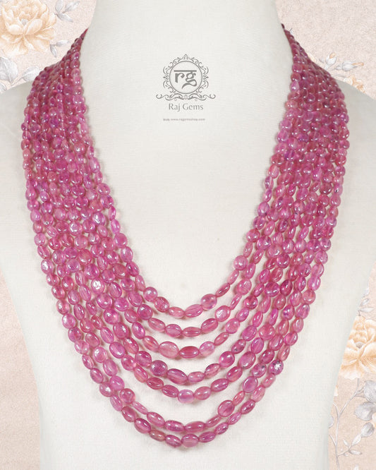 Natural Ruby Gemstone Oval Beads Necklace Jewelry