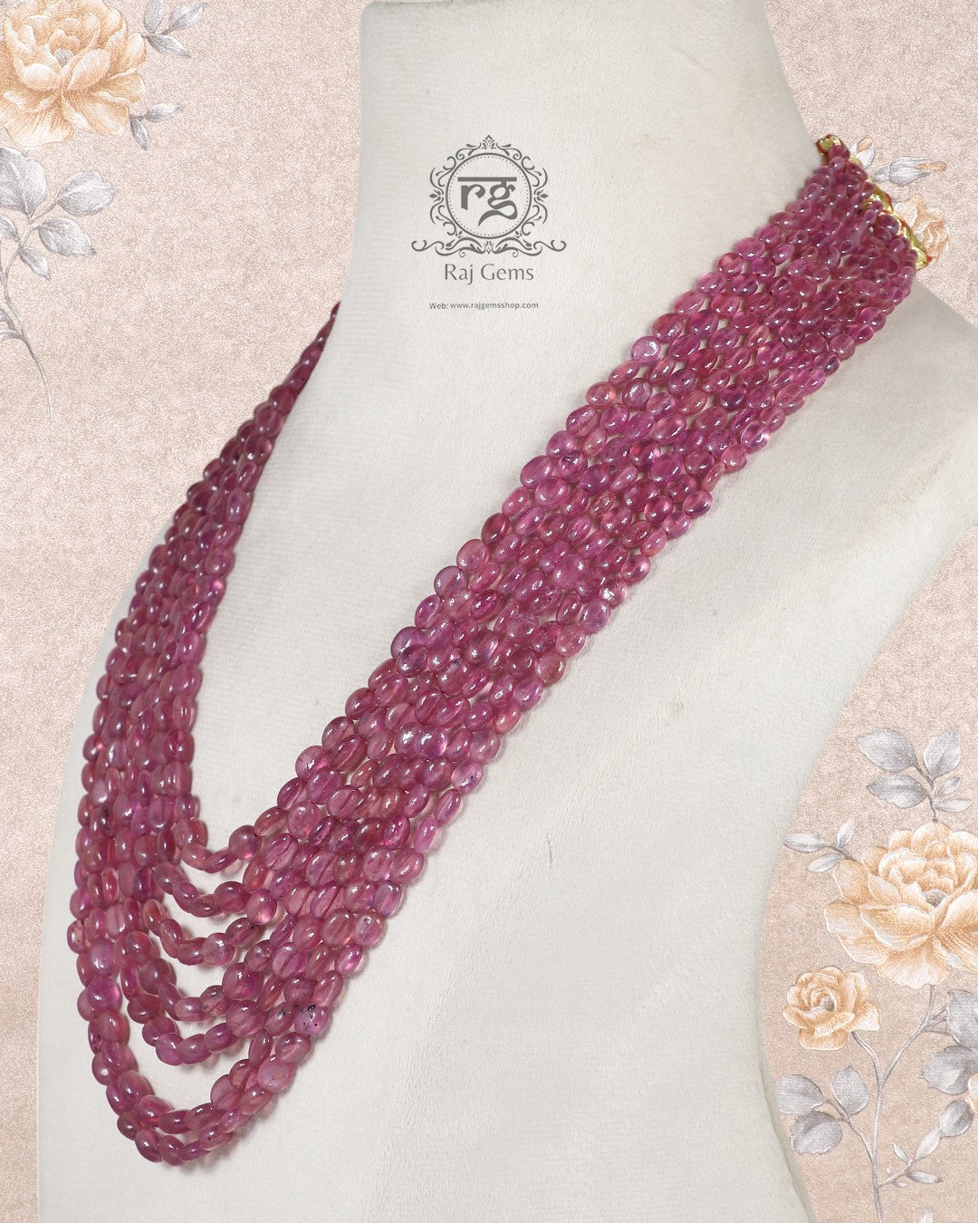 Natural Ruby Gemstone Oval Beads Necklace Jewelry