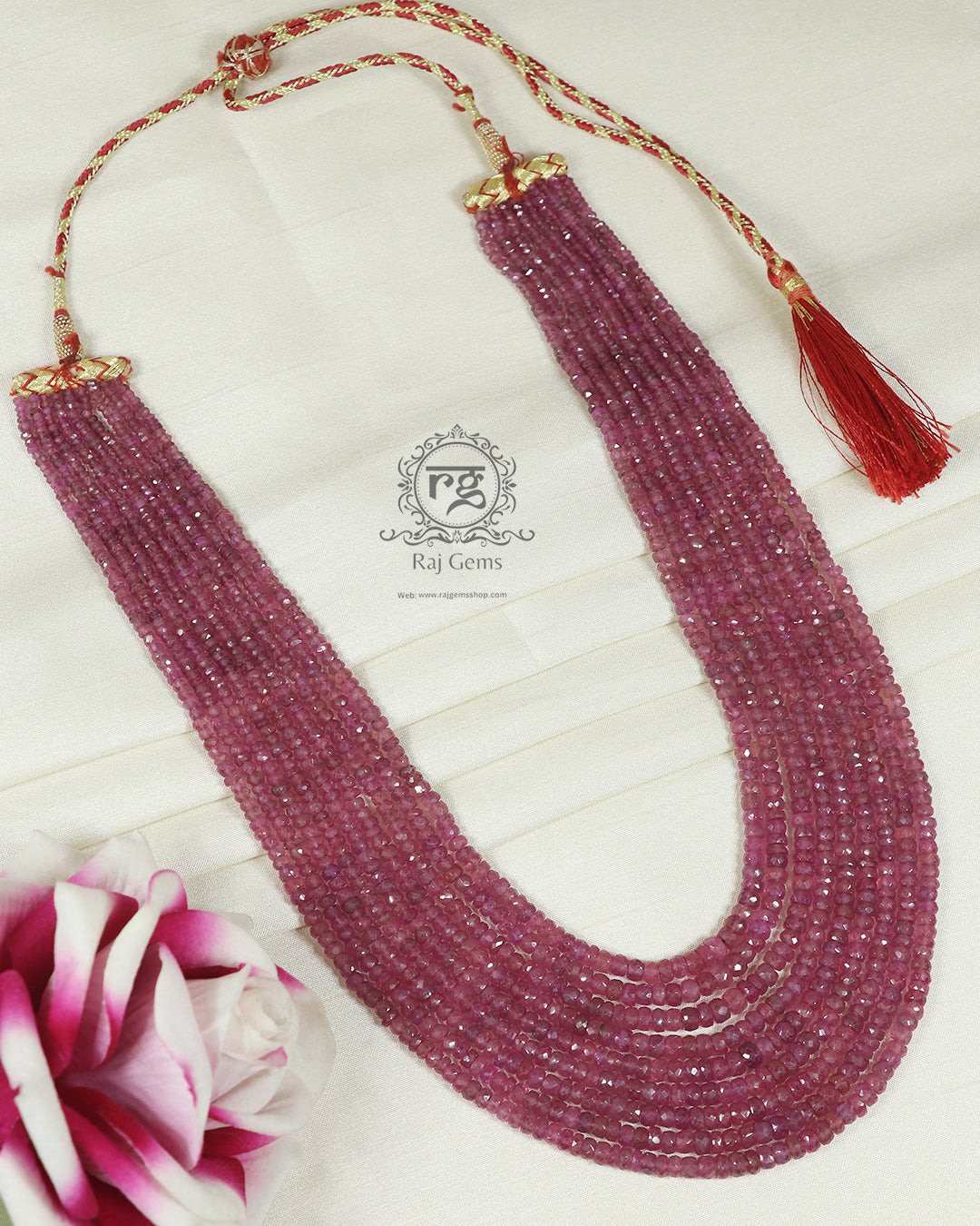 Natural Ruby Gemstone Rondelle Beads Necklace Jewelry